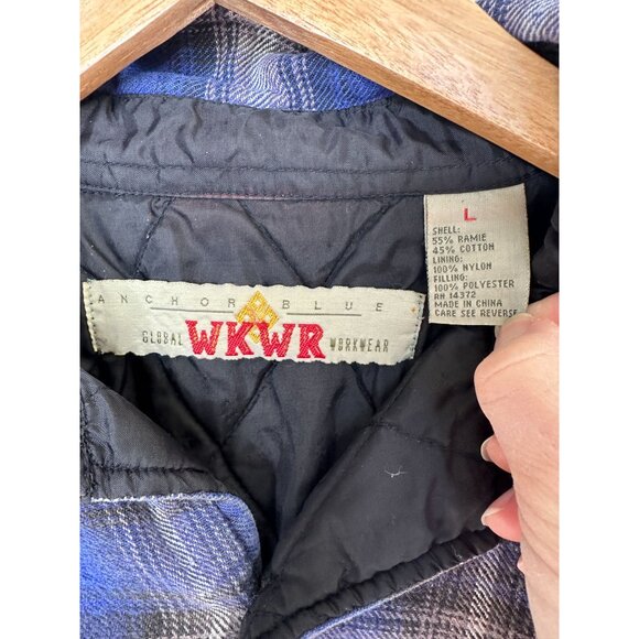 Anchor Blue Mens Global WKWR Blue Jacket Large long sleeve button up vintage - Picture 3 of 6